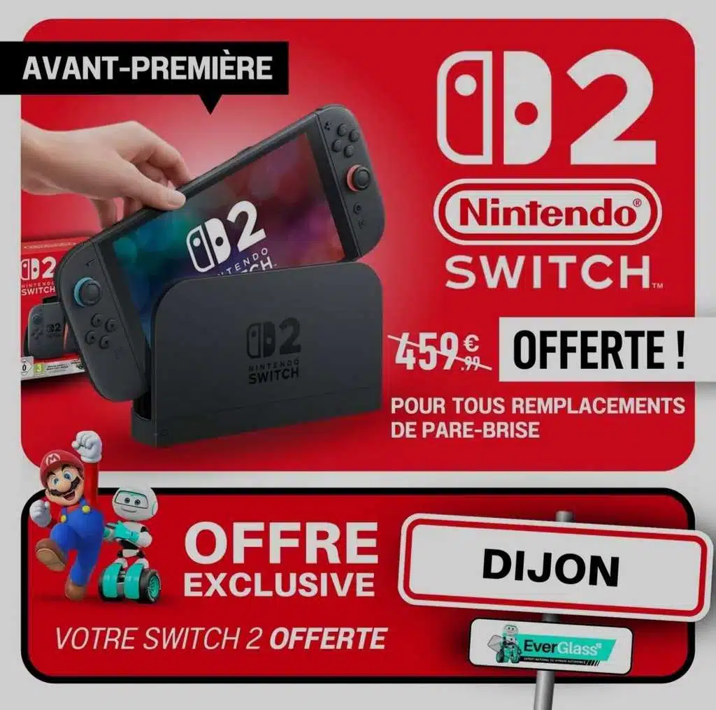 cadeau console nintendo switch 2 remplacement pare-brise dijon