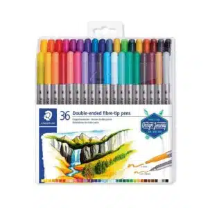 Feutres Staedtler double pointe 36 couleurs - étui rigide, pointe fine 0.5-0.8 mm et pointe large 3 mm, idéal bullet journal et scrapbooking