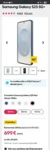 Samsung Galaxy S25 128 Go chez Sosh – offre France avec ODR et reprise
