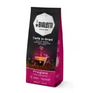 Grains de café Bialetti Pregiato 100% Arabica - torréfaction moyenne, arôme floral et notes de fruits secs, boîte 1 kg
