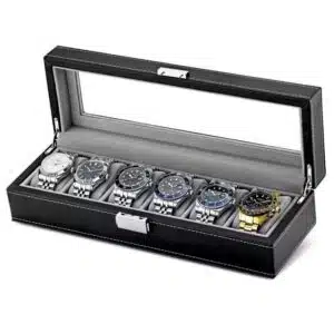 Boîte à montres Ditur noir en cuir synthétique pour 6 montres