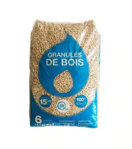 Sac granulés bois 15 kg 100% résineux din+ pour chauffage énergie naturelle et économique