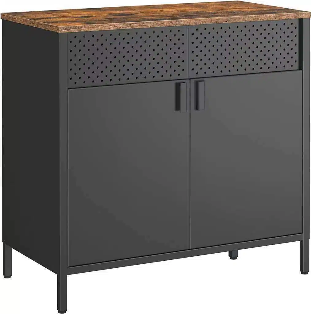 Buffet de rangement Songmics LSC102B01 avec structure acier et panneaux aggloméré, 80 x 40 x 76 cm, noir, blanc, vert ou beige