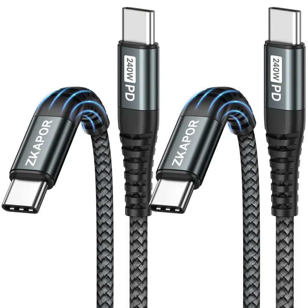 Câble USB-C ZKAPOR 2m 240W PD 3.1, tresse nylon et connecteurs renforcés