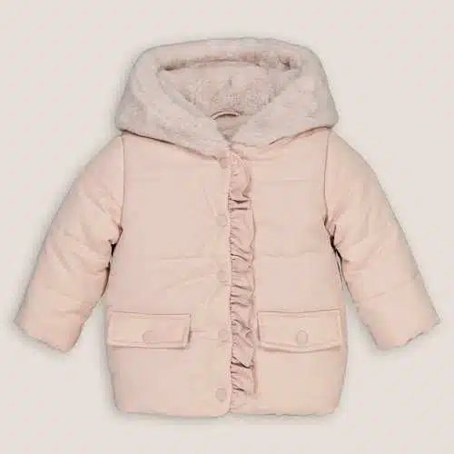 Doudoune rose bébé 6-9 mois La Redoute capuche fixe et poches