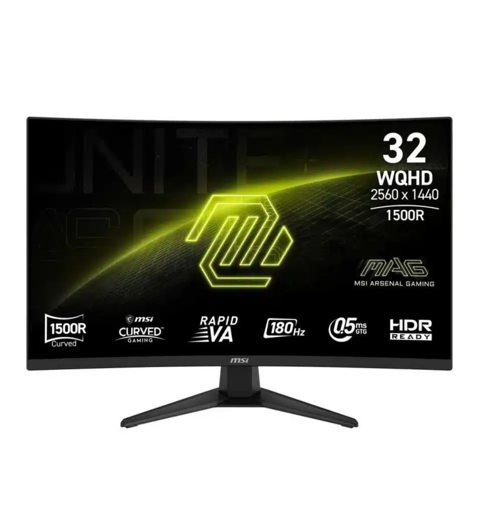 Moniteur MSI MAG 321CQF E18 31,5'' WQHD Rapid VA 180 Hz avec courbure 1500R et HDR