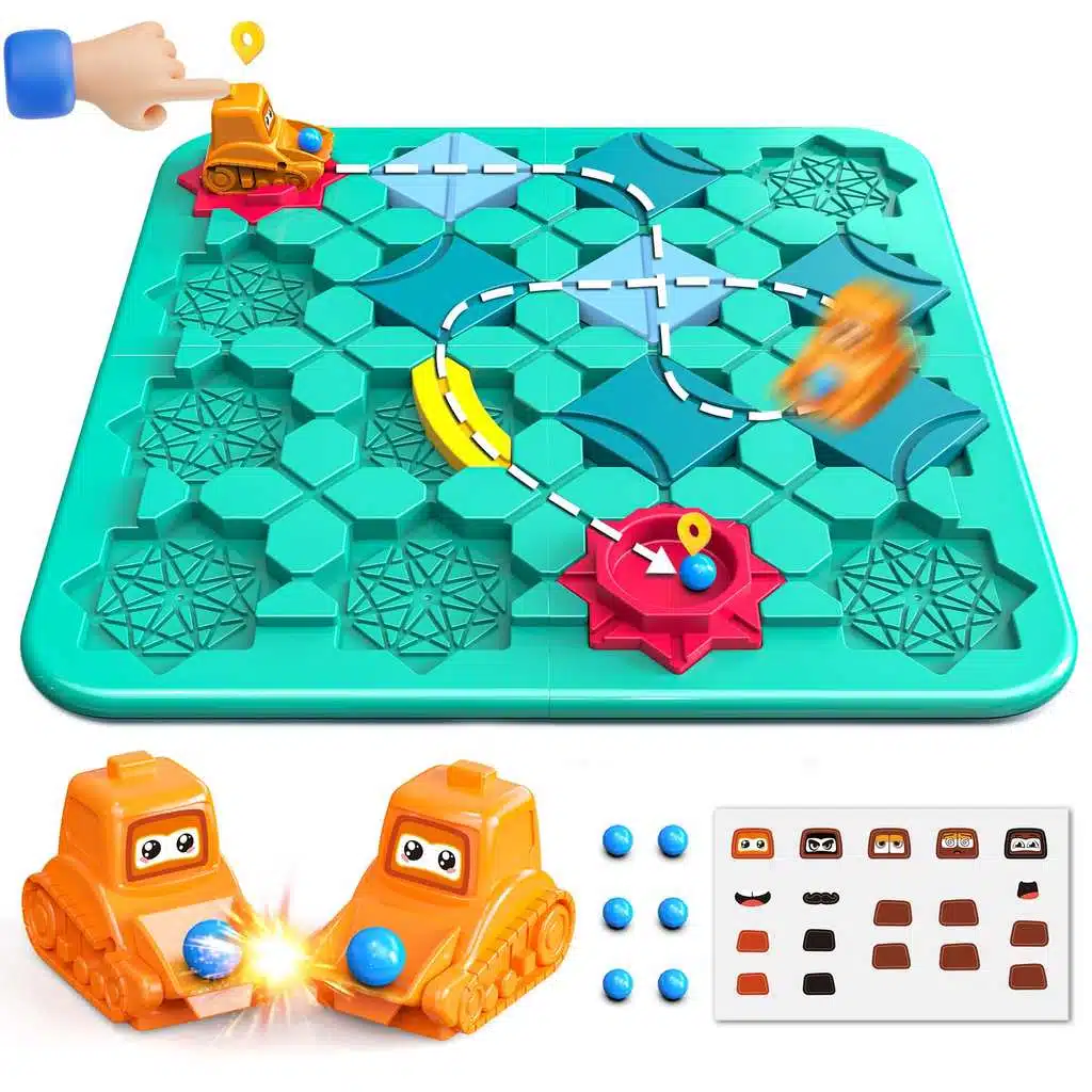 Puzzle éducatif STEM Road Builder Montessori pour enfants dès 4 ans, 118 défis, plaque de base, pièces chemin, jeton destination et manuel