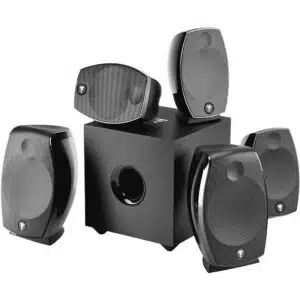 Ensemble FOCAL Sib Evo Atmos 5.1.2 pour home cinéma avec enceintes étagère, centrale et caisson