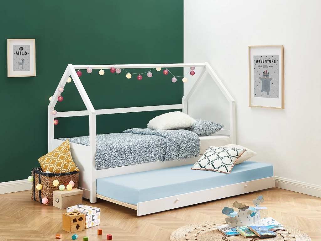 Lit cabane gigogne Hurra 2 lits 90x190 cm en pin blanc