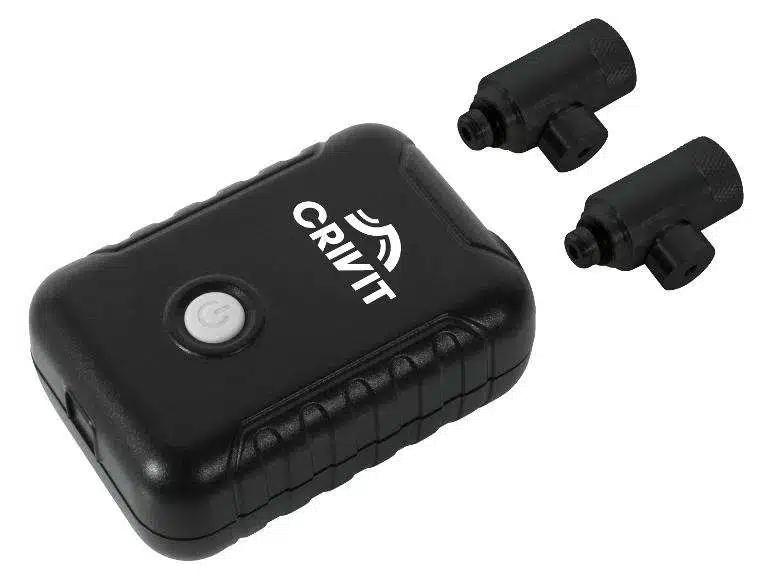 Mini compresseur vélo Crivit CFMK7A1 noir avec adaptateurs Schrader et Presta