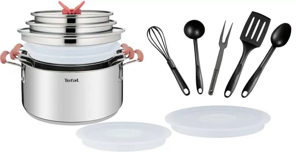Ensemble Tefal Opti'Space 13 pièces compatible induction avec rangement optimisé