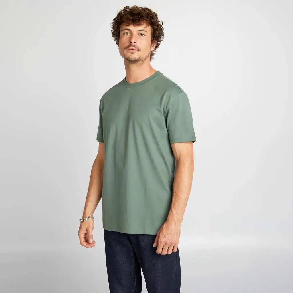 T-shirt Kiabi rond regular en coton Tough Cotton certifié OEKO-TEX Vert Forêt (France)