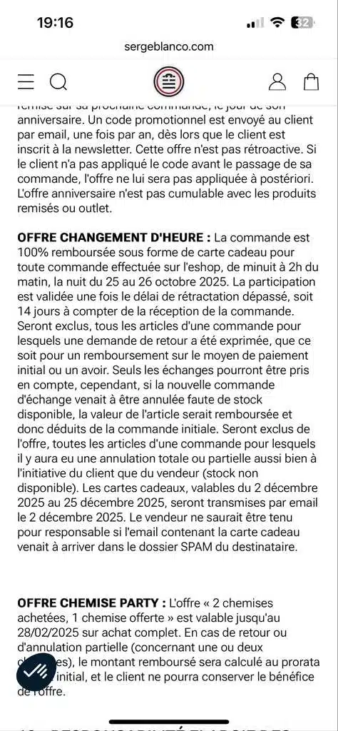 Offre Serge Blanco remboursement en bon d’achat entre minuit et 2h