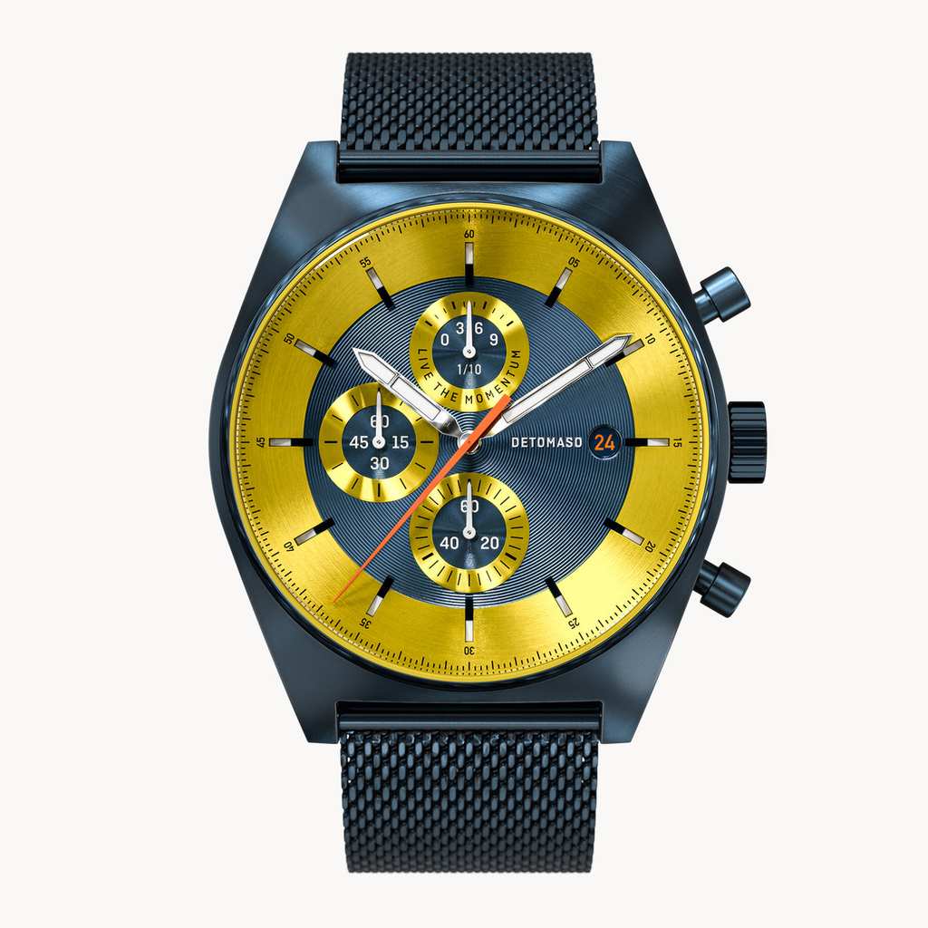 Montre Detomaso D10 Chronograph 43 mm en acier 316L, mouvement Seiko VD50, étanche 5 ATM