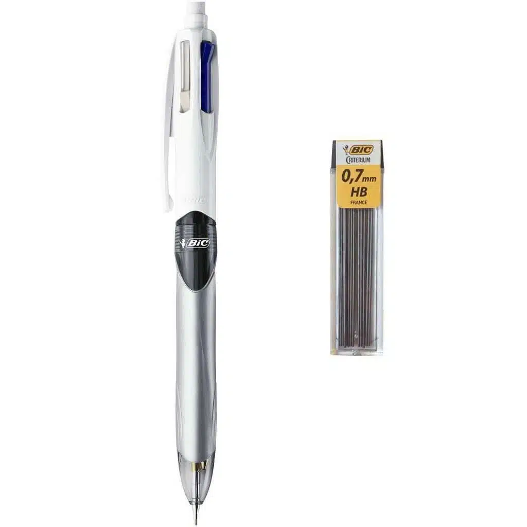 Stylo BIC 4 couleurs 31HB avec porte-mine HB intégré et mécanisme rétractable