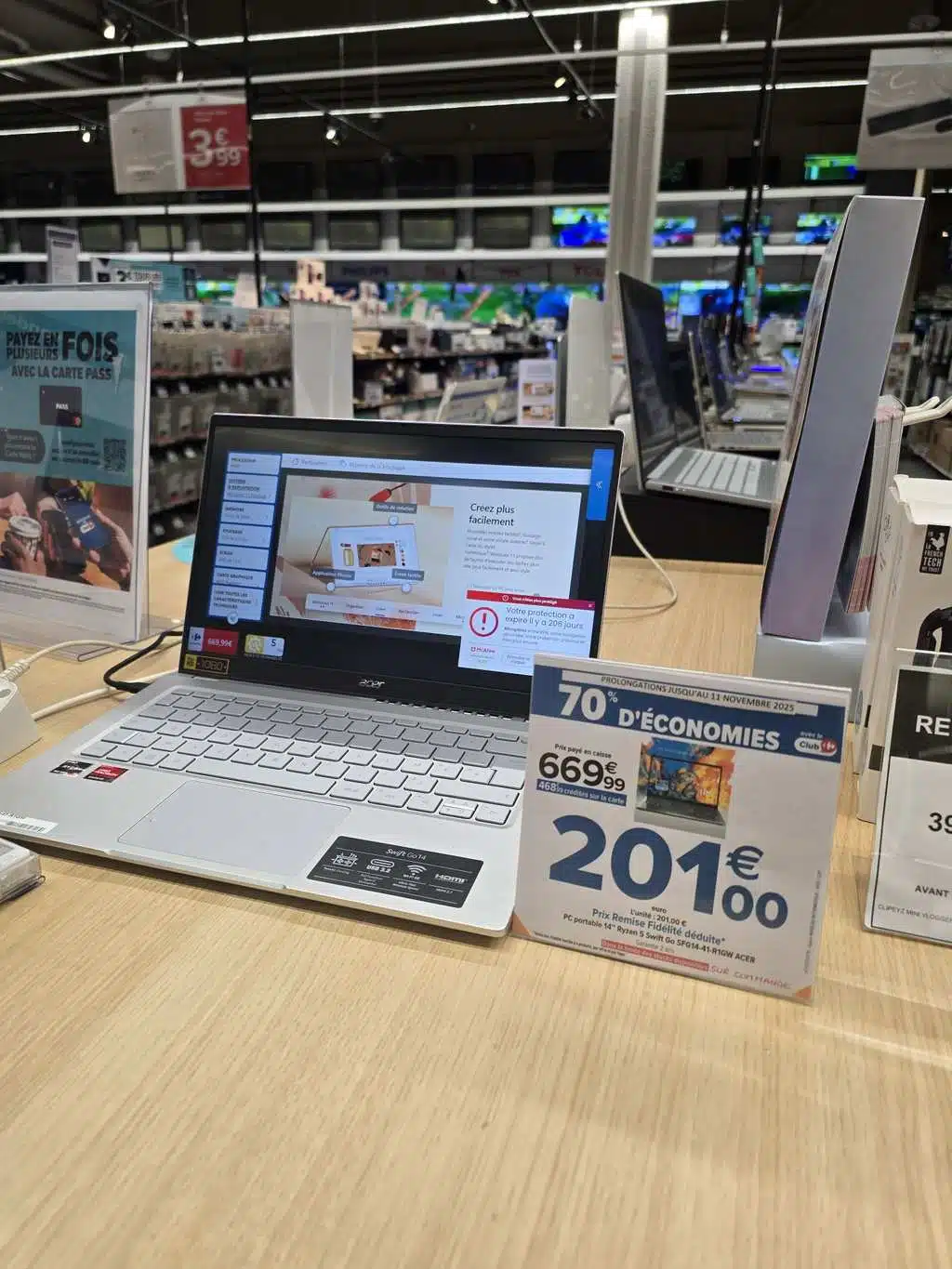 Acer Swift 14 Ryzen 5 7730U 16 Go RAM 512 Go SSD portable léger 14 pouces Full HD IPS chez Carrefour Lattes