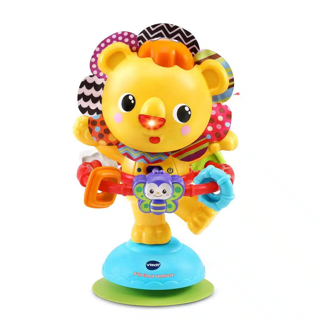 Jouet musical Hula-Hoop Lion à ventouse pour chaise haute - fixation anti-chute et musique en français