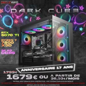 PC GAMER DARKCUBE RTX5070TI - configuration PC gaming hautes performances