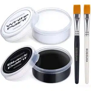 Peinture corporelle noire et blanche BOBISUKA 70g avec 2 pinceaux inclus et démaquillant recommandé