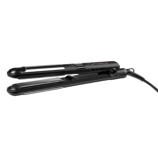 Rowenta Liss & Curl 2 en 1 - lisseur et boucleur avec écran LCD, plage 95-230°C, ionique anti-statique, noir/or