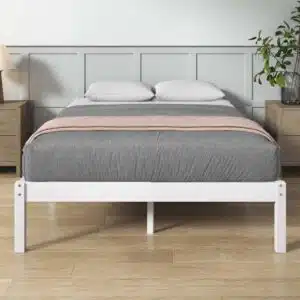 Lit double en bambou Zinus Ellie 160x190 avec cadre en bambou naturel et rangement sous cadre