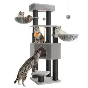 Arbre à chat Feandrea 160 cm Gris tourterelle et noir – France, stabilité et jeux pour chats