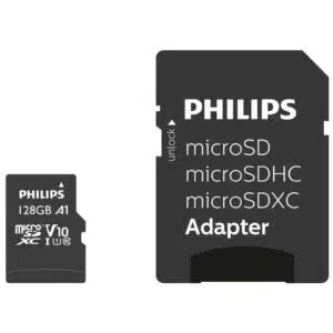 Carte mémoire microSD Philips 128 Go Ultra Speed avec adaptateur SD compatible UHS-I U1 V10