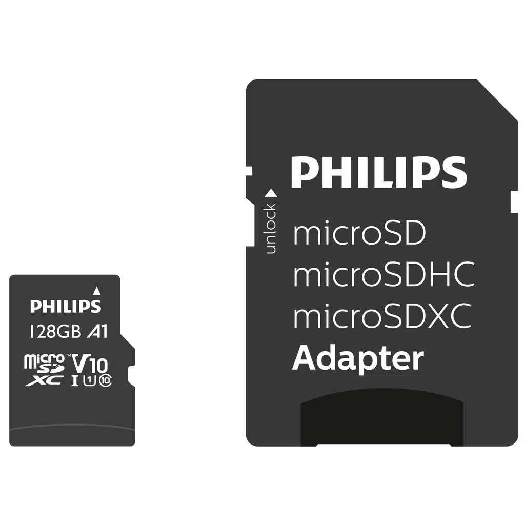 Carte mémoire microSD Philips 128 Go Ultra Speed avec adaptateur SD compatible UHS-I U1 V10