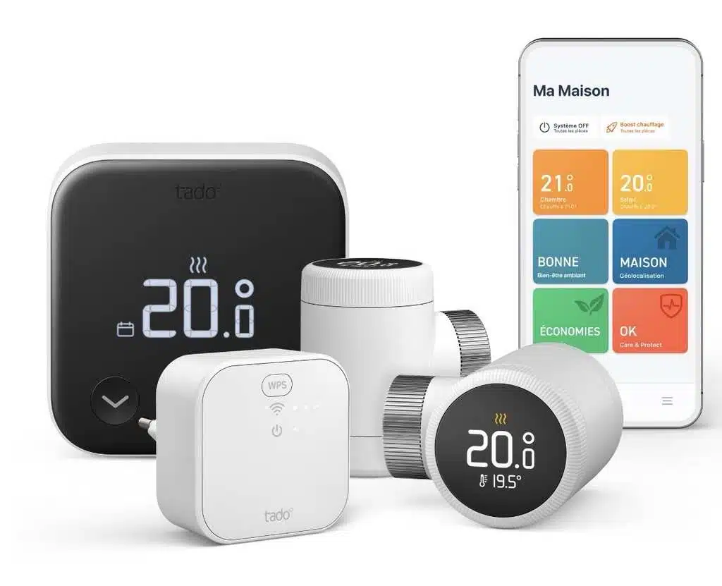Kit tado° X: thermostat connecté multi-zone avec 2 têtes et Bridge X, compatible Matter/Thread