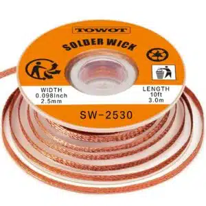 Mèche tressée dessouder TOWOT 2.5mm 3m cuivre 100% No-Clean faible résidu