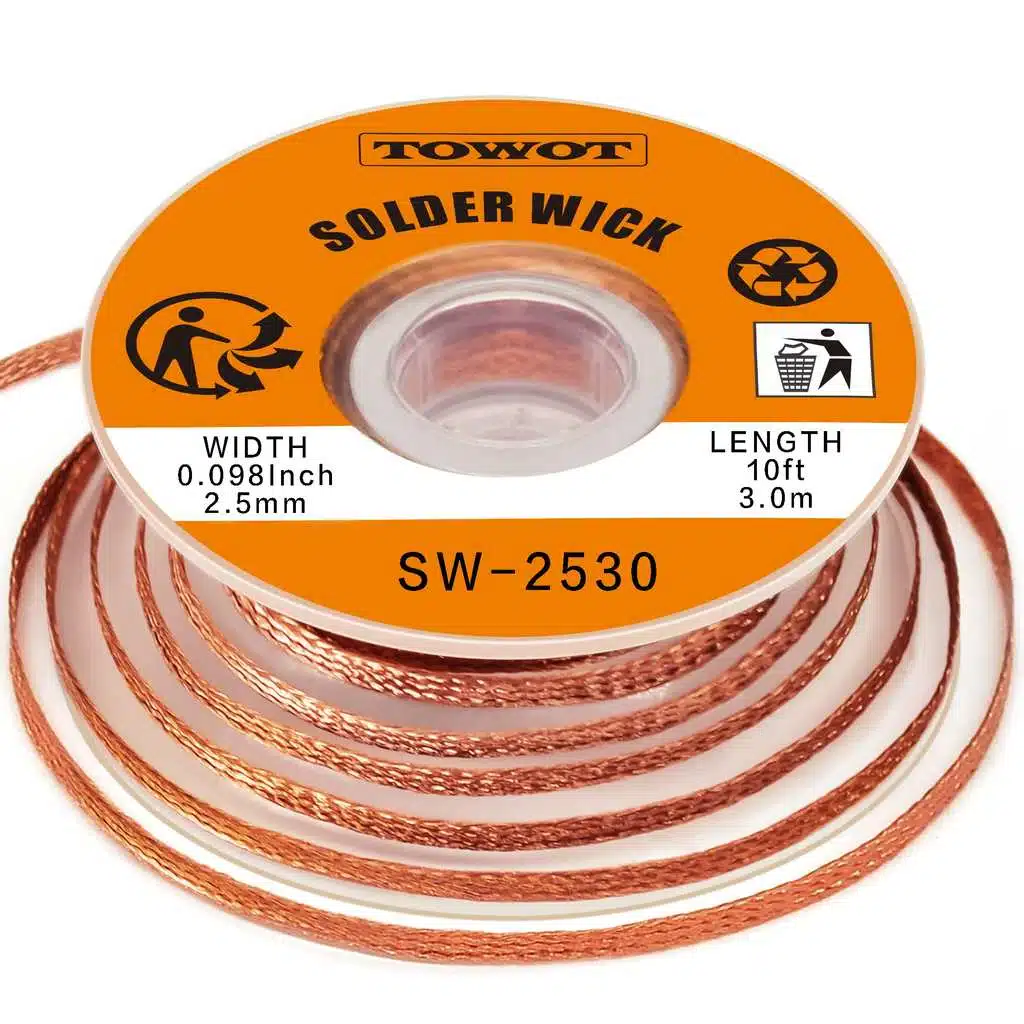 Mèche tressée dessouder TOWOT 2.5mm 3m cuivre 100% No-Clean faible résidu