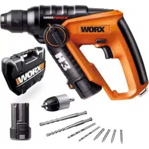 Worx WX382.3 12V, marteau perforateur 3-en-1, perceuse-visseuse-marteau avec LED et SDS-Plus