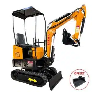 Mini pelle Terra CS10 diesel 360° avec godet curage inclus pour terrassement et aménagement paysager