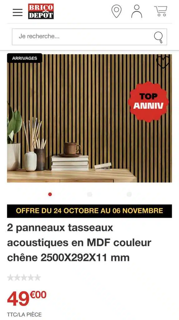 Panneaux acoustiques MDF imitation chêne lot de 2 pour absorber les nuisances sonores et décorer le mur