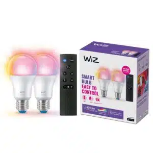 Ampoules WiZ E27 connectées WiFi Space Sense, 16 millions de couleurs, compatibles avec Apple HomeKit, Google Assistant et Amazon Alexa, 8,5 Watts, base E27
