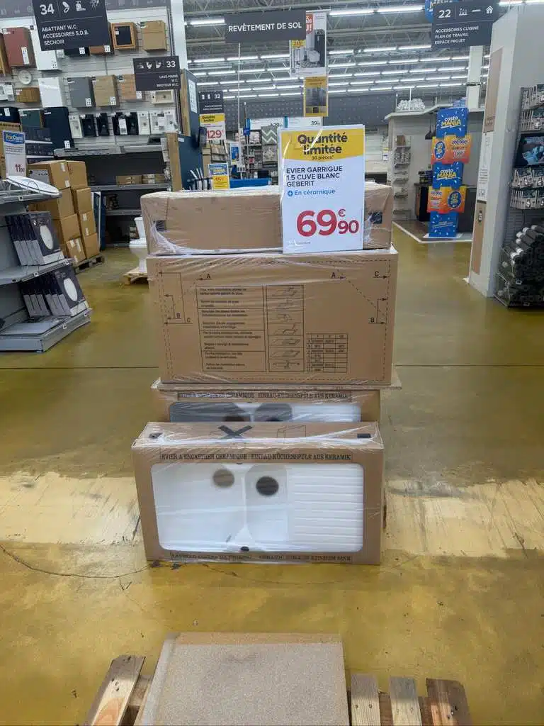 Évier 1,5 bac céramique BrandPro – offre spéciale à 69,90€