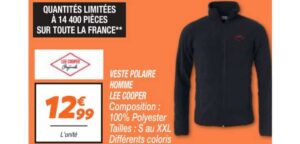 Veste polaire Lee Cooper homme - chaleur légère et prix 12,99€ en offre locale