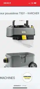 Aspirateur Kärcher Pro T10/1 utilisé sur sols durs et tapis, puissance pro à domicile et sur chantiers