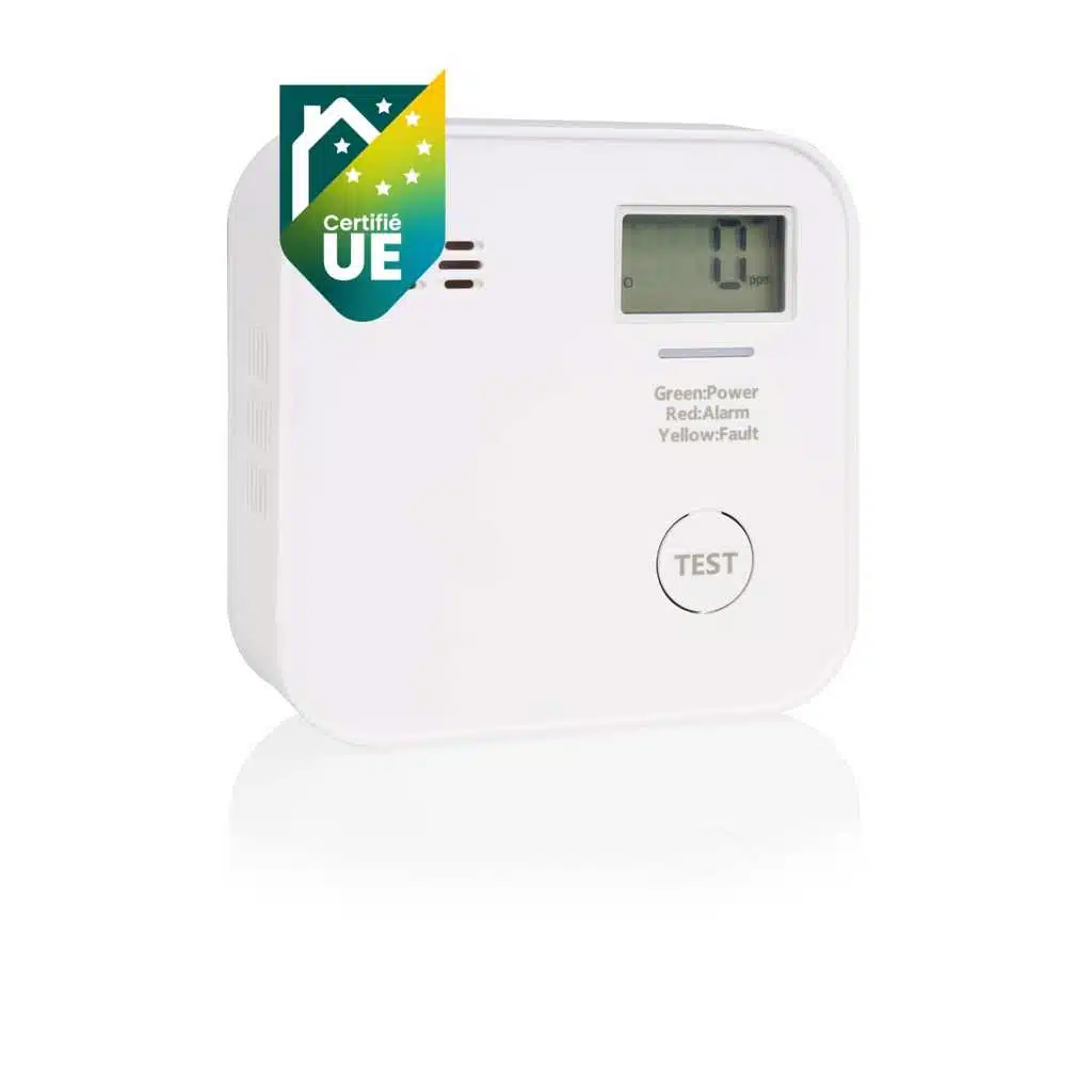 Detecteur CO Smartwares 10 ans – écran digital, LEDs et bouton TEST
