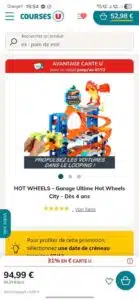 Promo Garage Hot Wheels City - réduction 50% chez U Courses