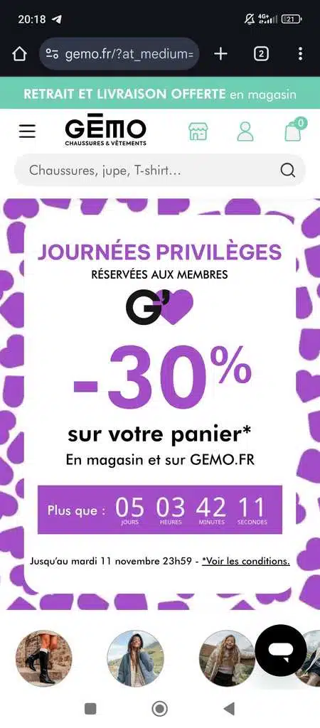 Rabais Panier Gemo Journées privilèges jusqu'au 11 Novembre 2025