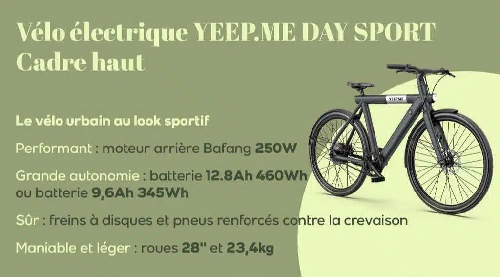 Vélo Électrique Day Sport 60km cadre aluminium 28'' courroie Gates Carbon et batterie amovible