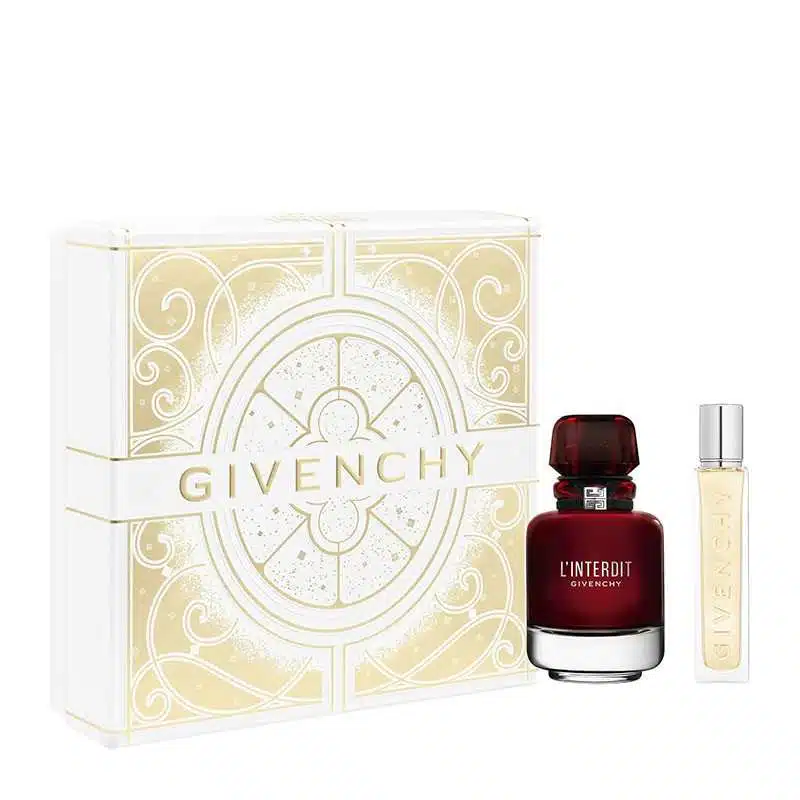 Coffret L'Interdit Rouge Givenchy 50 ml et vaporisateur de voyage 12,5 ml, cadeau festif