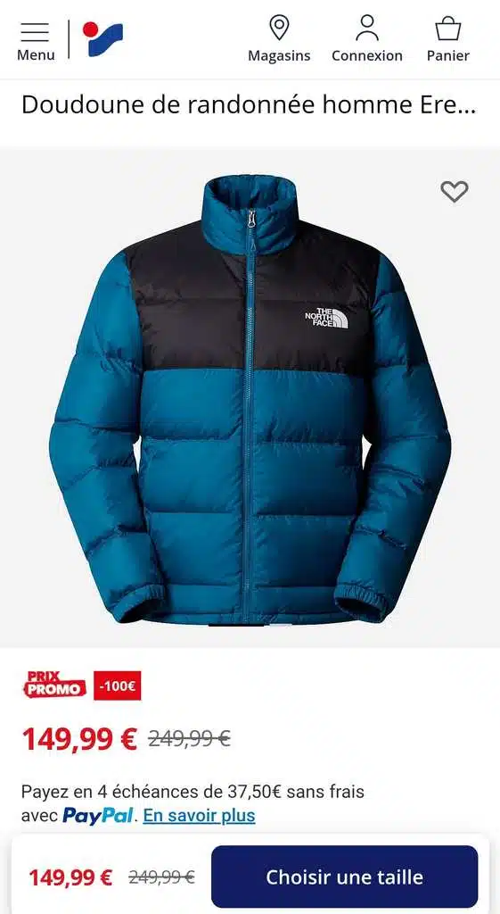Doudoune The North Face chaude et éthique avec RDS, col montant et poches zippées pour l'hiver