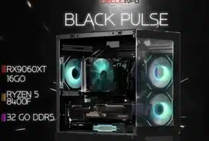 PC Gamer Black Pulse RX9060XT 16Go Ryzen 5 8400F 32Go – configuration gaming prête à l'emploi