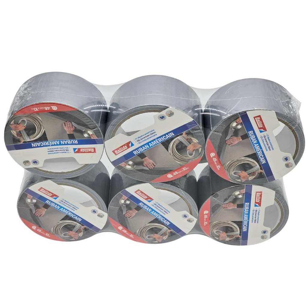 Ruban adhésif tissu argenté 48mm x 10m FixTape Paris – duct tape robuste pour réparations et bricolage