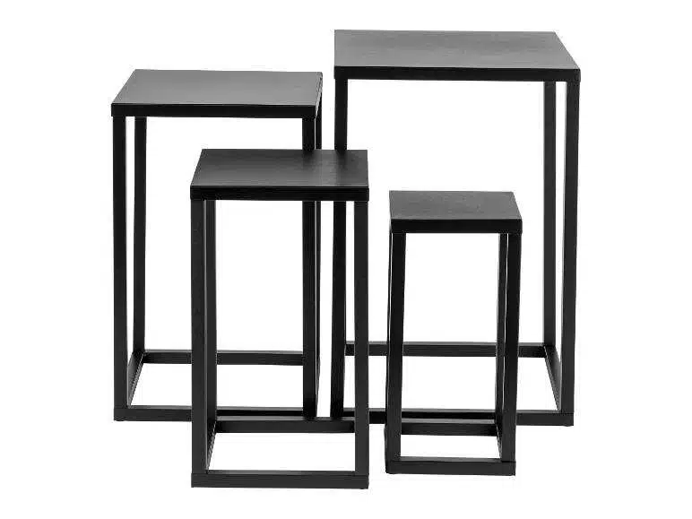 Tables gigognes LIVARNO home noir 4 pièces avec patins de protection et cadre métallique