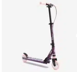 Trottinette enfant Mid5 Decathlon avec frein au guidon et suspension, graphisme violet