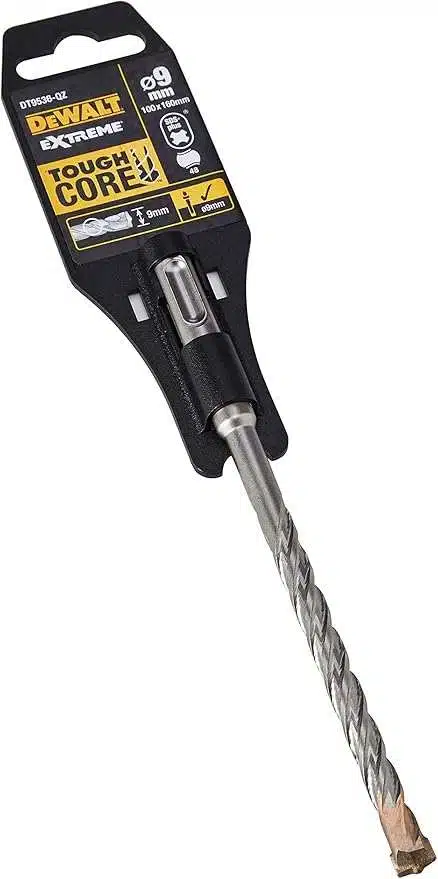 Foret SDS-Plus Extreme 9x100mm Dewalt, 2 taillants, carbure, pour maçonnerie et béton