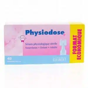 Sérum physiologique Physiodose Gilbert 3 boîtes de 40 doses pour bébé – hygiène nasale et oculaire